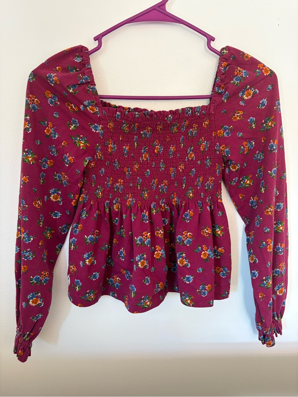 Polo by Ralph Lauren Berry Floral Smocked Peplum Top